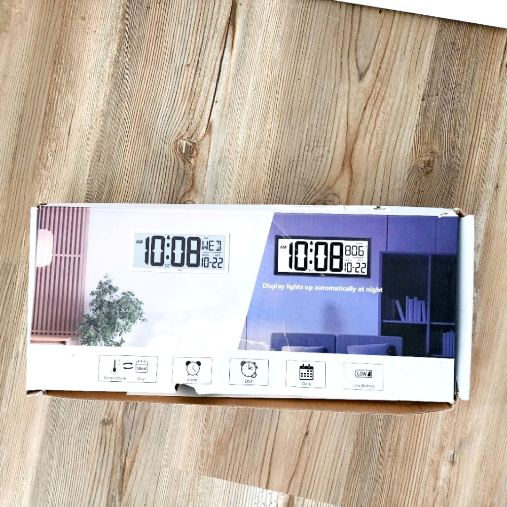 Digital Wall Clock with LED Display open box-NEW